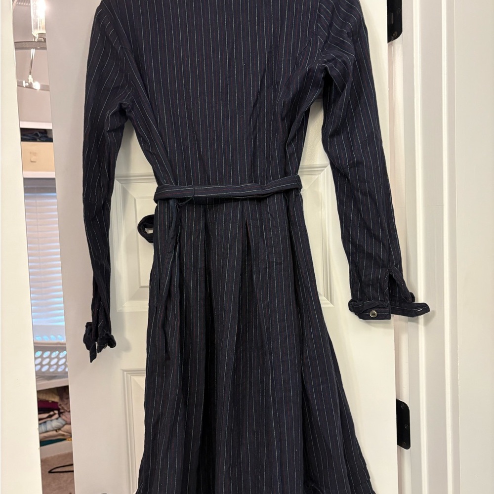 L.L. Bean Dark Blue Pinstripe Long Sleeve Dress - Picture 9 of 9